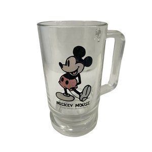 The Walt Disney Productions Mickey Mouse Clear Glass Mug 5 1/2 x‎ 3"